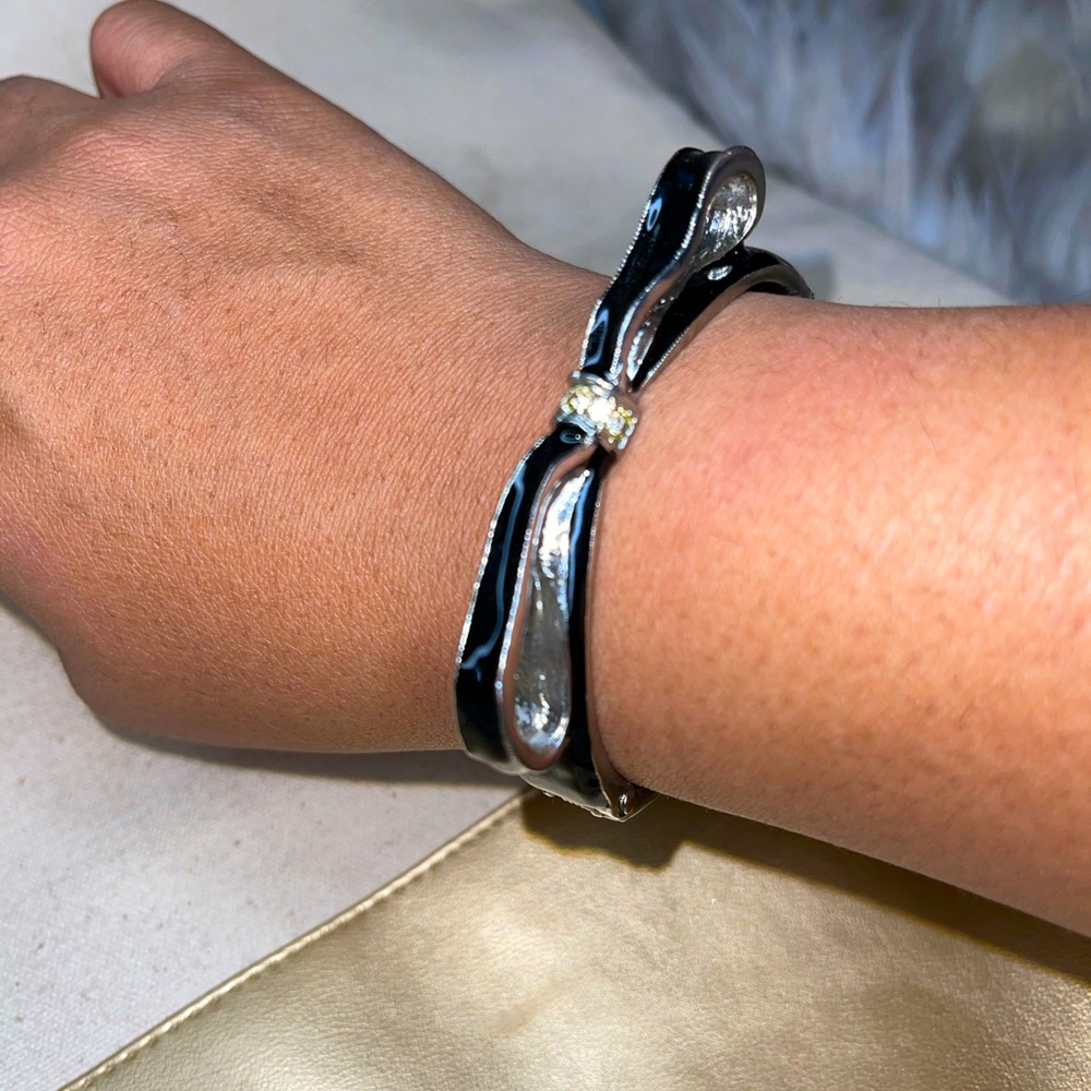 Black Ribbon Bangle with Snap Clasp Closure